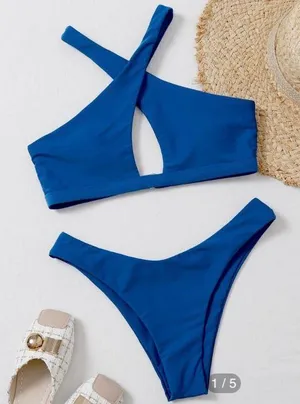 SheIn cross neck swimsuit thumbnail 1