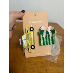 Anthropologie Frasier Sterling Holiday‎ Hair Claw Clip Set Taxi and Present New thumbnail 3