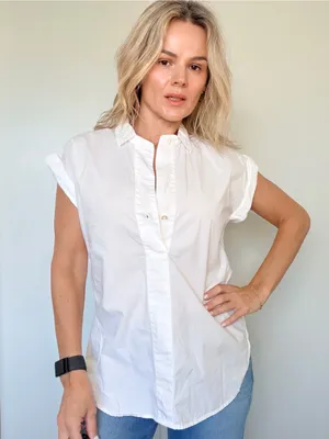 J. Crew White Short-Sleeve Popover Shirt thumbnail 5