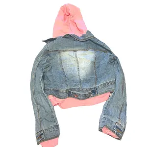 Y2k Mcbling twofer denim pink cropped hoodie jacket thumbnail 2