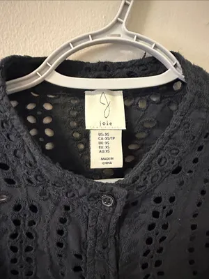 $178 NWOT Joie Black Eyelet Button-Down Top – 100% Cotton – Size XS thumbnail 5