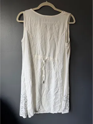 Raya Sun White Sleeveless Dress with Sequin Palm Tree Embroidery Size M thumbnail 2