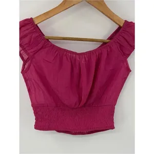 Superdown pink shimmer sheer crop top women’s S NWT festival preppy thumbnail 4