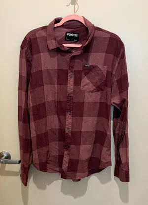 Zoo York Burgundy plaid button up shirt thumbnail 1