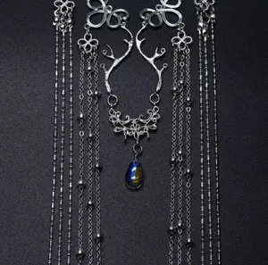 Crystal Retro Hairband Elegant Shinning Rhinestones Long Tassel Hairwear Waterdr thumbnail 3