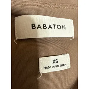 Aritzia Babaton Tan Long Sleeve Crew Neck T Shirt Thong Bodysuit Top Size XS thumbnail 3