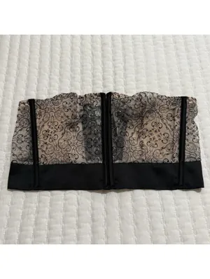 Victoria's Secret Very Sexy Unlined Strapless Lace Bustier Bra Sz L Large Black thumbnail 2