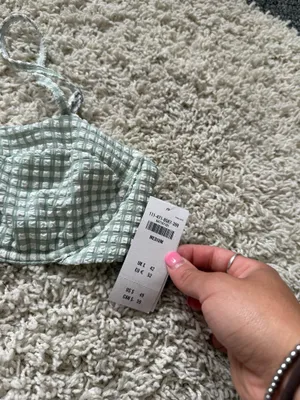 Abercrombie & fitch Checkered seersucker green bikini bra top thumbnail 6