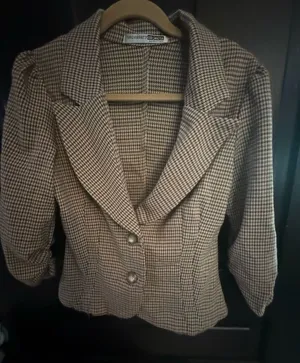 Necessary Objects Brown Houndstooth Tailored Blazer thumbnail 1
