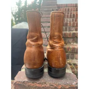 Vintage Justin Boots Brown Leather Kiltie Lace Up Roper Granny Boots 7 thumbnail 6