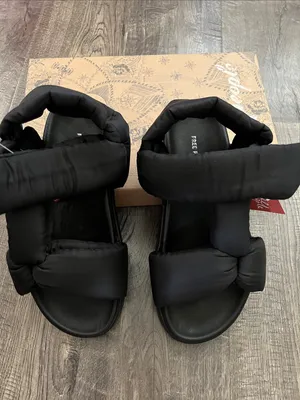 Free People Sun Salutation Black Padded Strap Slide Sandals thumbnail 3