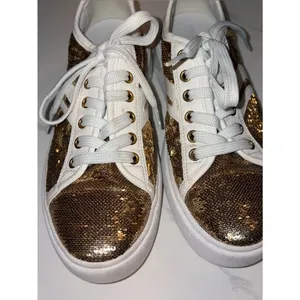 GEOX gold glitter leather sneakers 8 thumbnail 3