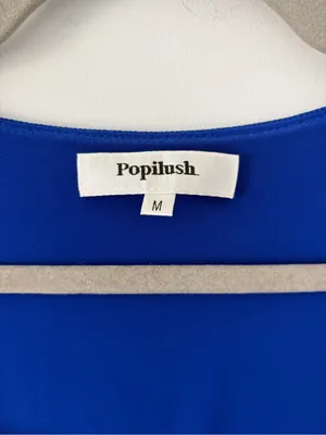 Popilush Sleeveless Square Neck Ribbed Cinch Wide Leg Jumpsuit Blue NWT M thumbnail 5