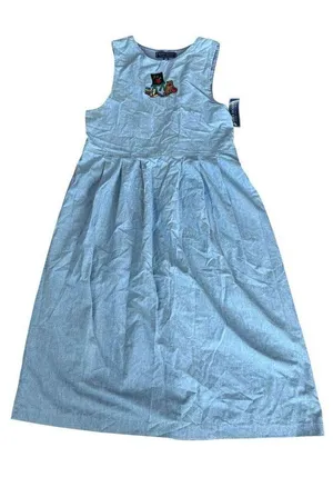 Karen Scott Denim 100% Cotton Sleeveless dress pockets NWT size L . thumbnail 1
