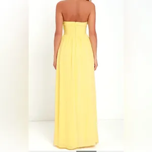 Moonlight Serenade Yellow Strapless slit Maxi Dress S formal bridesmaid party thumbnail 2
