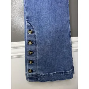 Pilcro Jeans Womens 32P Medium Wash Blue Flare Button Hem Stretch Denim thumbnail 4