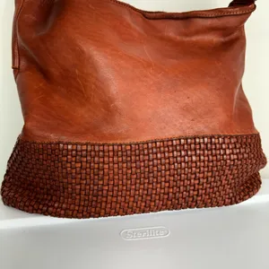 Marta Ponti Leather Woven Hobo Bag Made in Portugal Brown Slouchy thumbnail 7