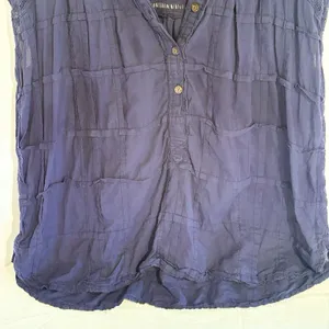 Anthropologie Pilcro and the Letterpress Navy Blue Relaxed Fit Cotton Blouse XS thumbnail 3