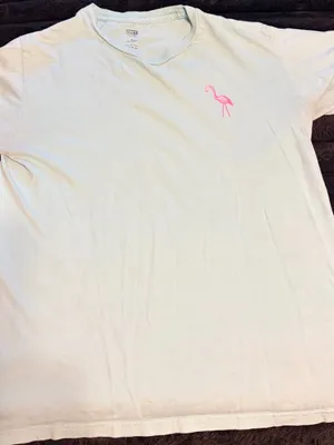 Obey Vintage Light Blue T-Shirt with Pink Flamingo Graphic thumbnail 1