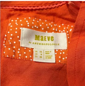 Maeve Anthropologie Red Orange Linen Crop Blouse Size 6 thumbnail 4