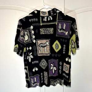 Vintage 70s Graff Wear Short Sleeve Animal Nature Spring‎ Summer Blouse Top S thumbnail 4