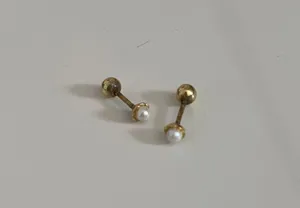 hey june pearl screw back earrings Gold thumbnail 1