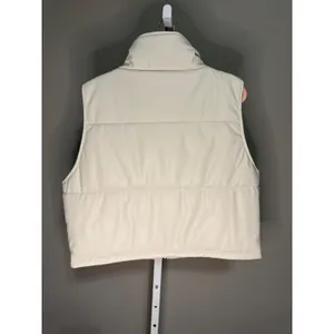 Anthropologie Cream‎ Faux Leather Puffer Vest L Minimalist Cozy Quiet Luxury thumbnail 5
