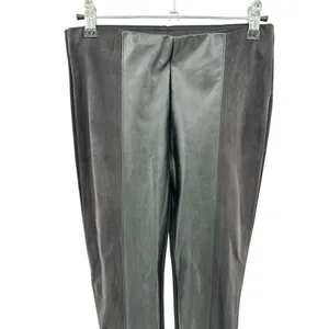 ZARA W&B Collection Black Pull On Ponte Pants Leggings Faux‎ Leather Suede Small thumbnail 3