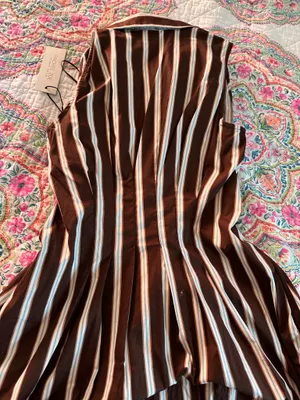 Brown striped button down maxi dress thumbnail 5