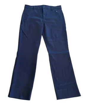 Level 99 Trousers Women 31 Navy Blue Zip Pocket‎ Stretch Slit Hem Dark Academia thumbnail 1
