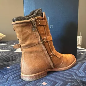 Tan, Suede Zarek Moto Boot, Size 37 thumbnail 2