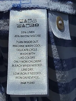 Nicole Miller Blue and White Striped Linem Blend Button-Up Shirt Small thumbnail 9