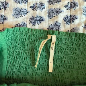 Anthropologie Green Ruffle Crop Top thumbnail 4