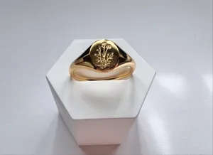 Size 6 mini wildflower gold ring engraved non tarnish thumbnail 3
