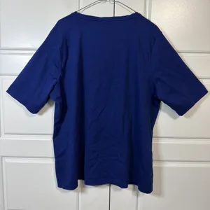 LL Bean T-Shirt Womens 2X Plus Blue Short Sleeve Cotton Crew Neck 508244 thumbnail 10