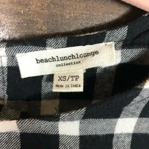Beachlunchlounge Gingham Ruffle Bell Sleeve Cotton‎ Dress Black White XS TP thumbnail 5