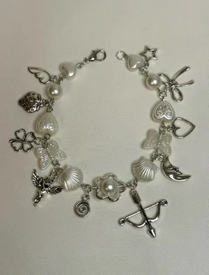 Handmade Silver Pearl Charm Bracelet thumbnail 1