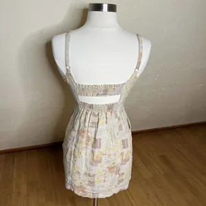 Urban Outfitters Mini Dress Womens Small Neutral Linen Sweet On You Paris Prints thumbnail 8