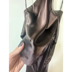 Retrofête Ester Brown Satin Tie Back Sheath Formal Dress, Prom Wedding Large thumbnail 7