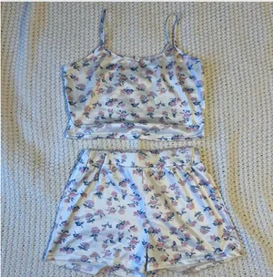Satin Floral Two Piece Pajama Set thumbnail 1