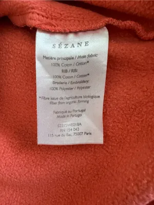 Sézane Amour Sweatshirt Pêche Vif Coral Pink Logo Organic Cotton Size S Sezane thumbnail 8