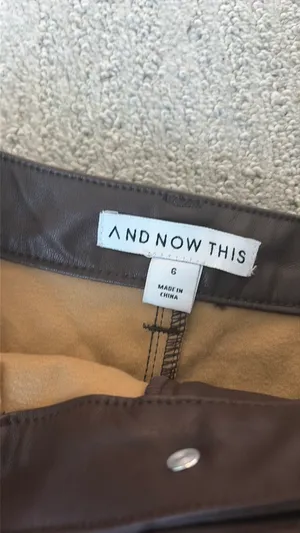 Nordstrom Faux brown leather flared shorts thumbnail 3