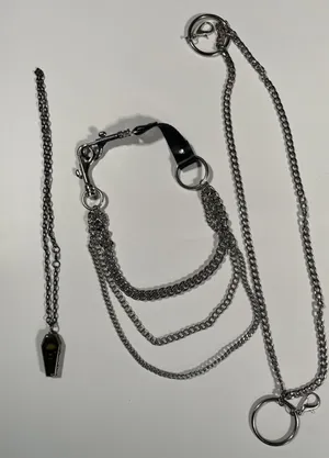 VINTAGE LOT OF Goth Collar Necklace Black Chain Choker Punk Emo Coffin Hot Topic thumbnail 1