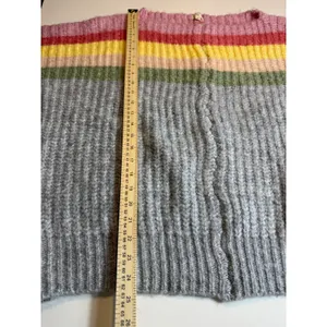POL Rainbow Confetti Oversized Stripe Knit Sweater Size L Gray Multicolor thumbnail 9