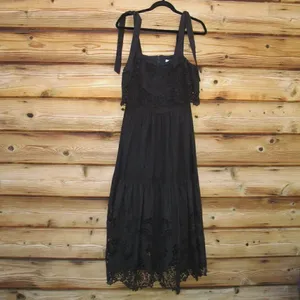 NWT Antonio Melani Black Eyelet Midi Dress 6 thumbnail 3