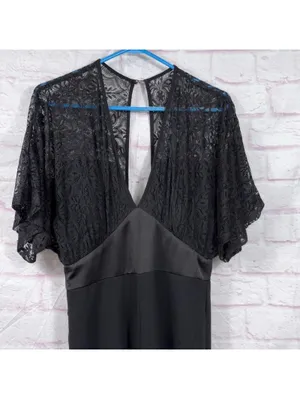 XOXO Black Lace Wide Leg Jumpsuit Women’s Medium Elegant Evening Party thumbnail 2