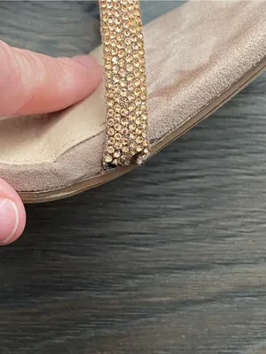 Blush Nude Slide Heels with Rose Gold Embellished Straps Size 9 thumbnail 6