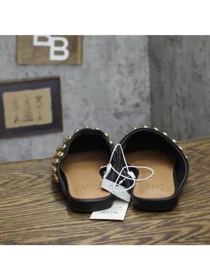 A New Day Womens Channing Studded Slip on Mule Flats Jet Black / Gold 7.5M thumbnail 4