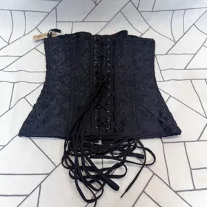Spirit Halloween Corset Top One Size Black Gold Lace Up Steampunk Gothic New thumbnail 5