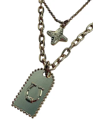 MAURICES Gold Horseshoe Double Layer Charm Necklace Western thumbnail 3
